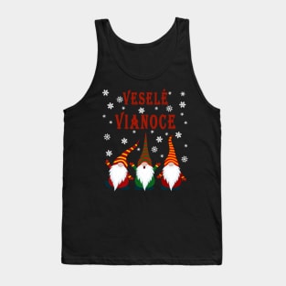 Gnomes Funny Pajama Cute Christmas Gift Slovakia Veselé Vianoce Tank Top